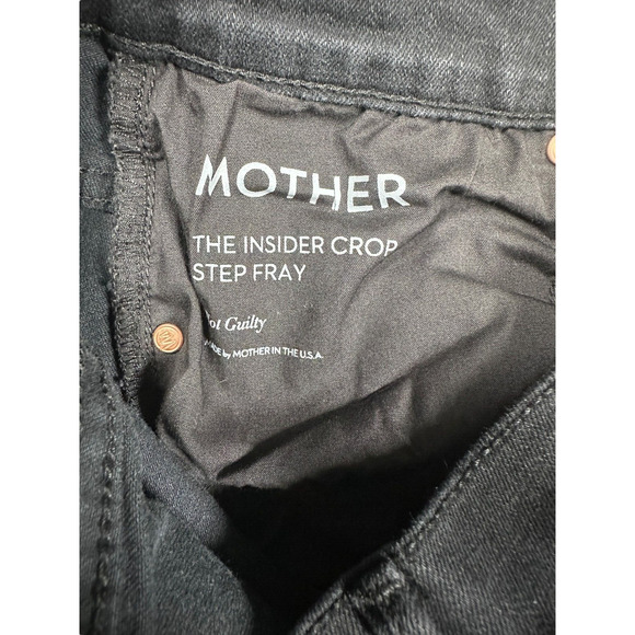 Mother Size 26 The Insider Crop Step Fray Jeans Not Guilty Black Stretch - Picture 3 of 11